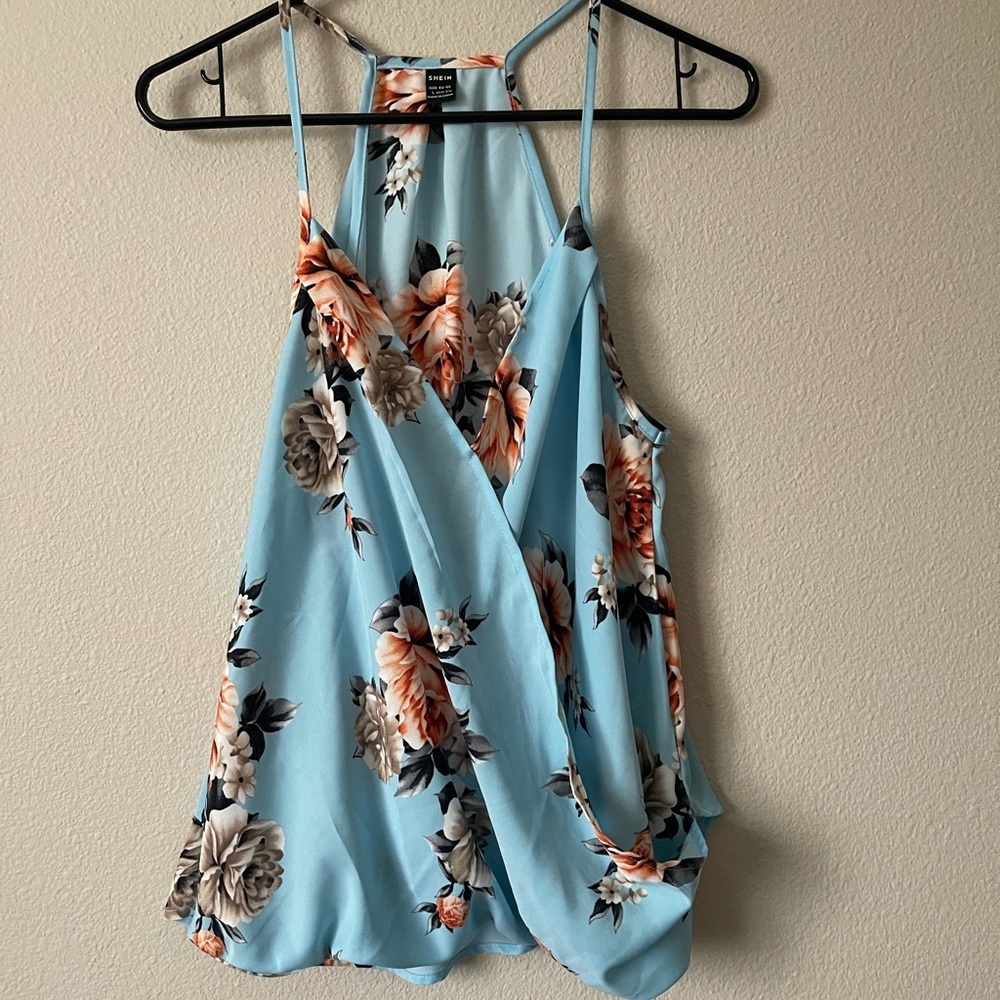 Shein Flowered Tank Blouse Lg
